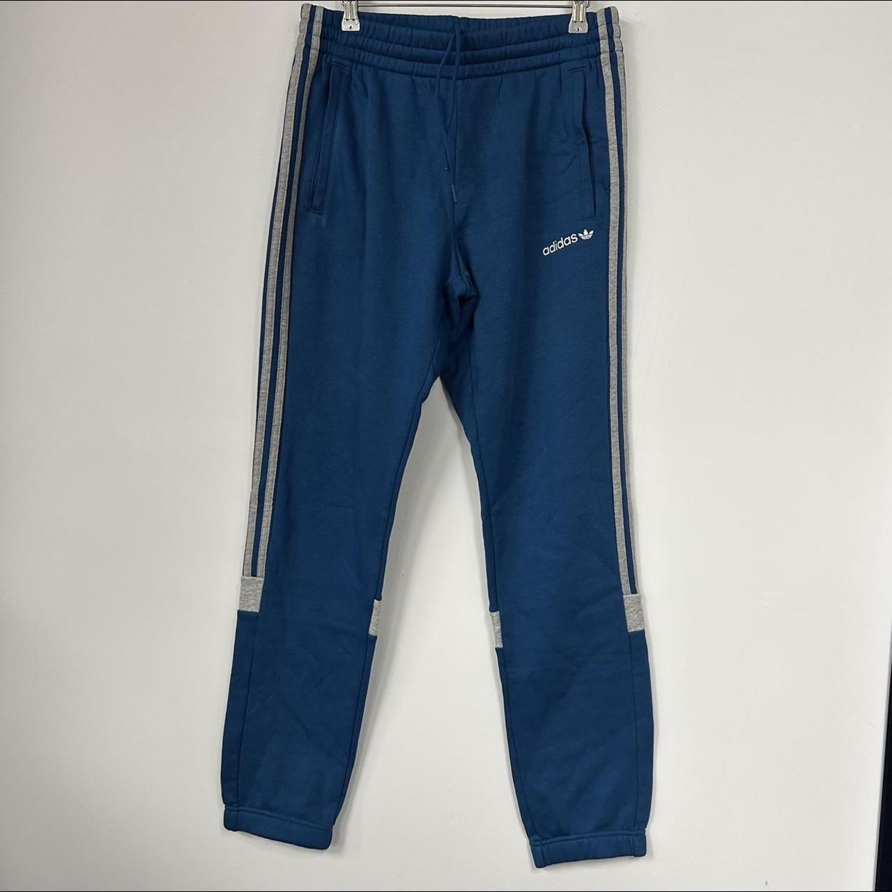 large blue adidas tracksuit bottoms #adidas... - Depop