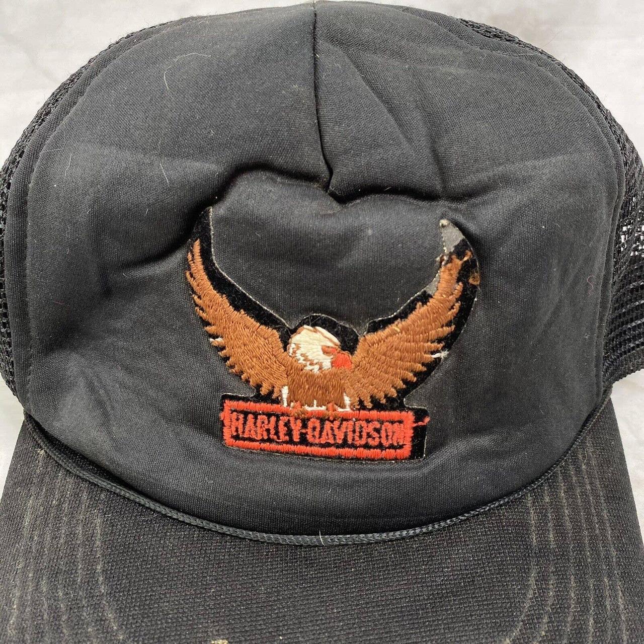 Vintage harley davidson hat -has an eagle patch on - Depop