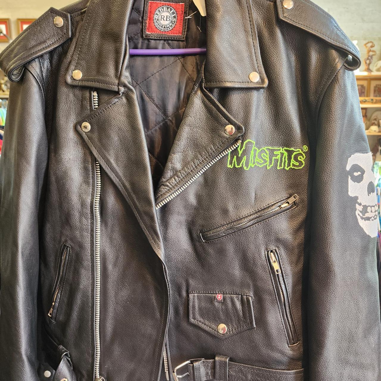 misfits leather jacket, size L. | Depop