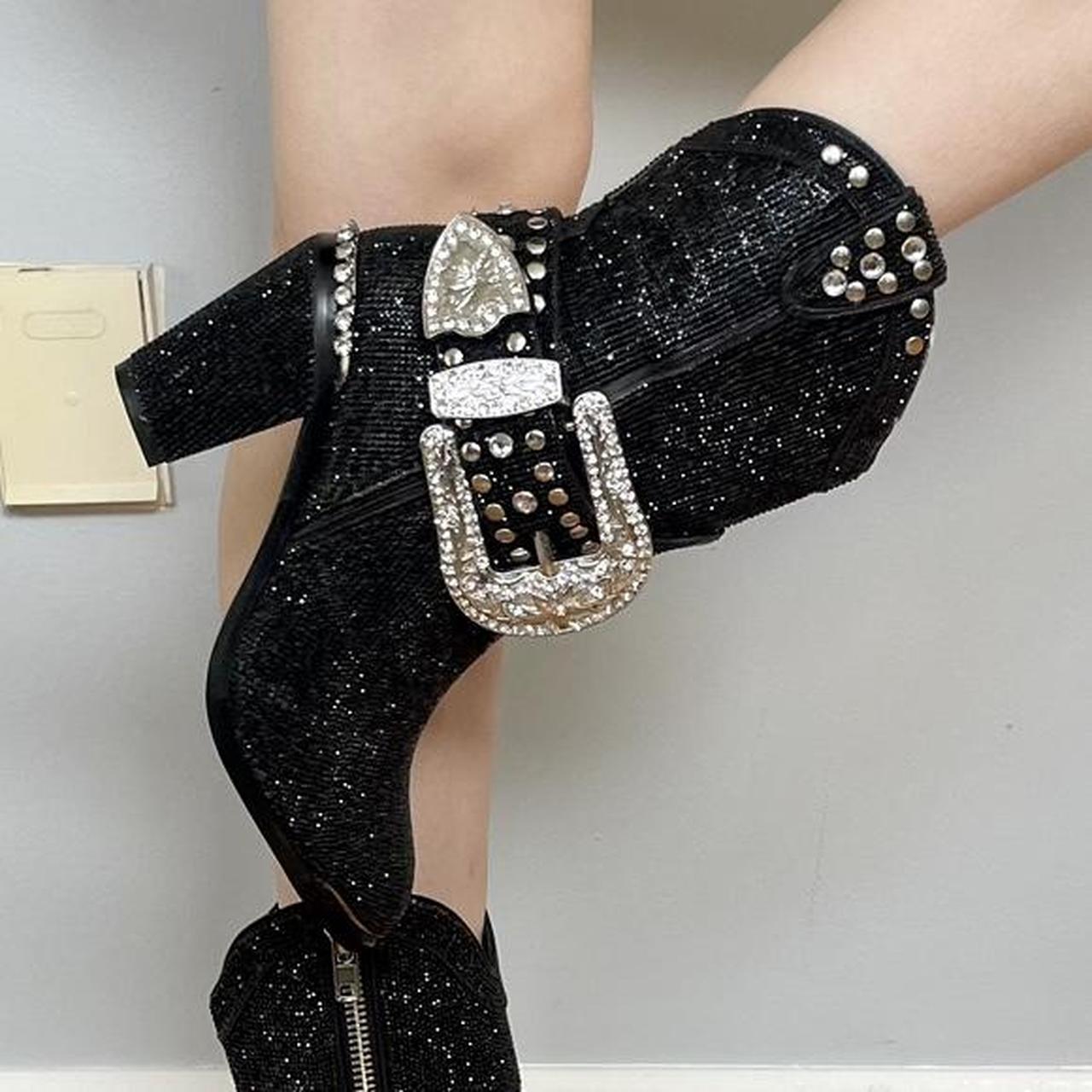 Dolls Kill black sparkly cowboy boots 🖤 brand Club... Depop
