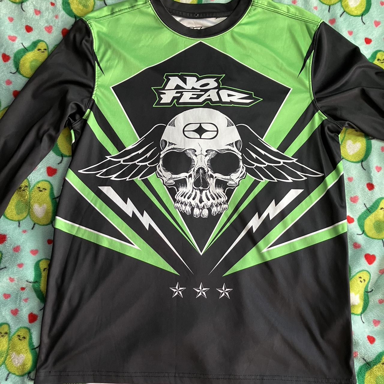 No Fear green and black long sleeve motocross Depop