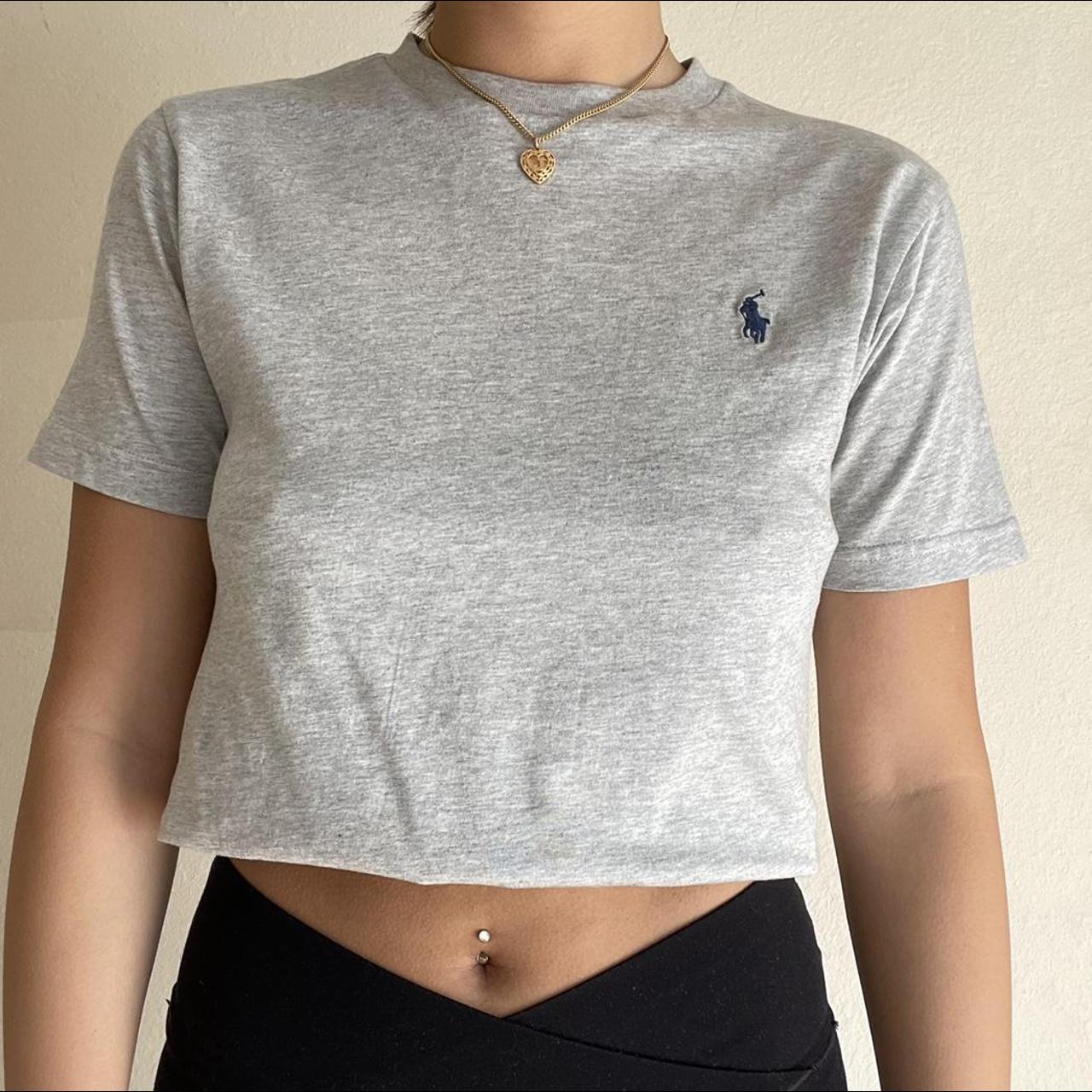 POLO grey baby tee tagged a S (boys size) boys polo... Depop