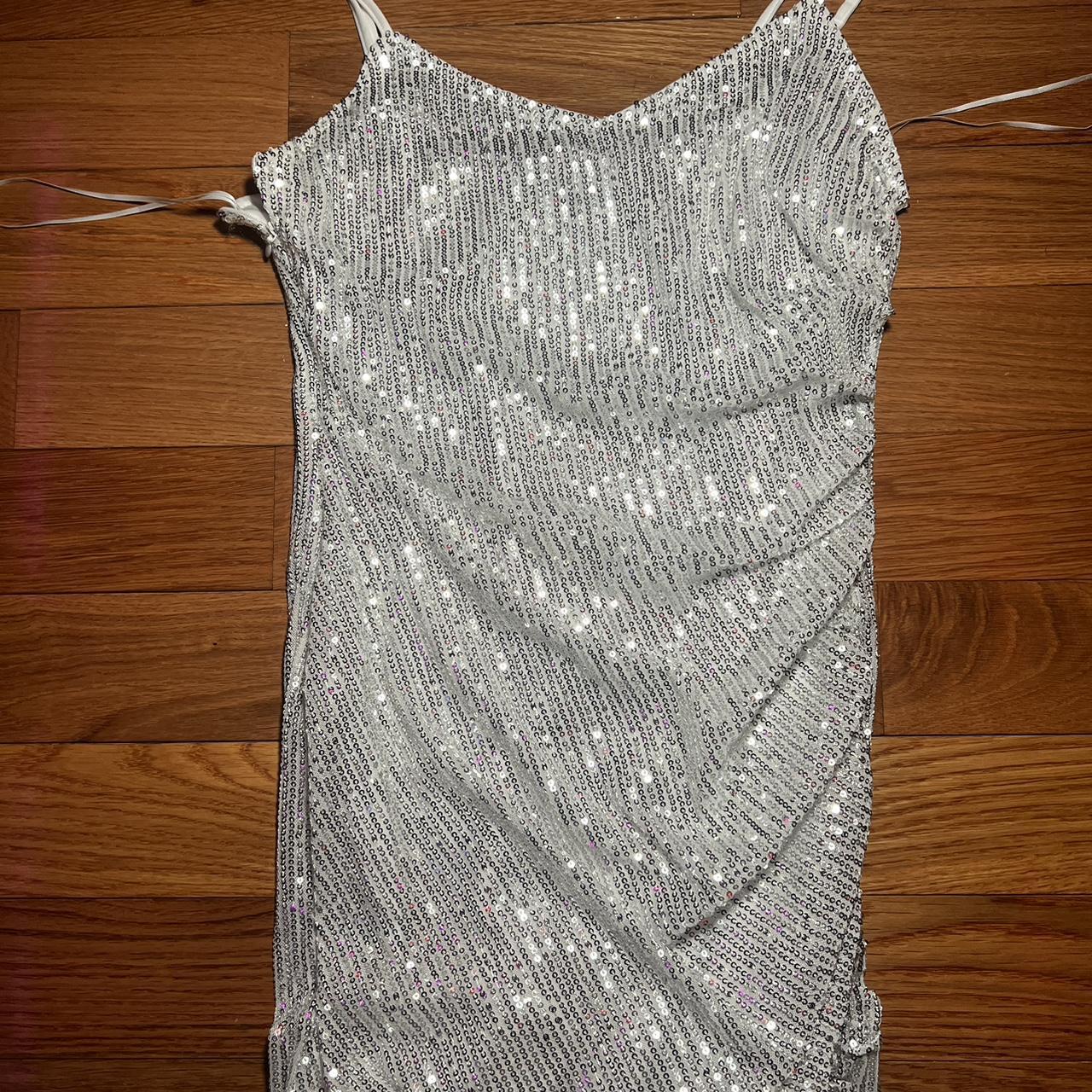 Missguided grey slinky backless bodycon dress. Worn - Depop