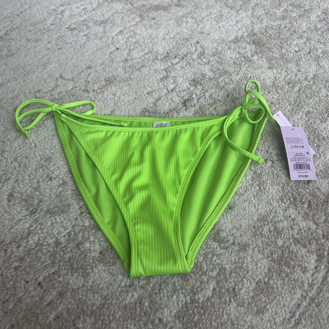 Neon green side tie bikini bottoms from target.... - Depop