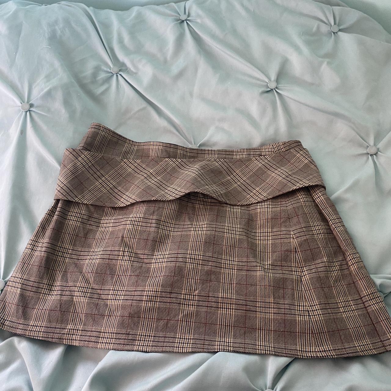 Brown pleated mini skirt size 8. Hardly worn. Fits... - Depop