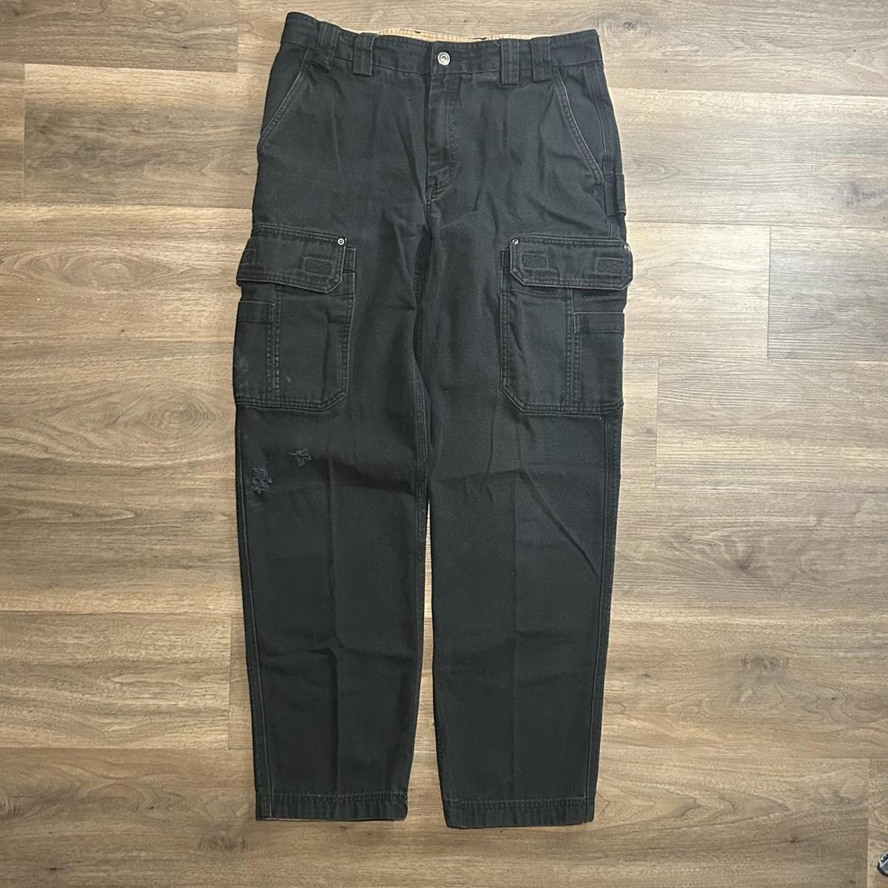 Vintage Heavy Duty Work Wear Black Cargo... - Depop