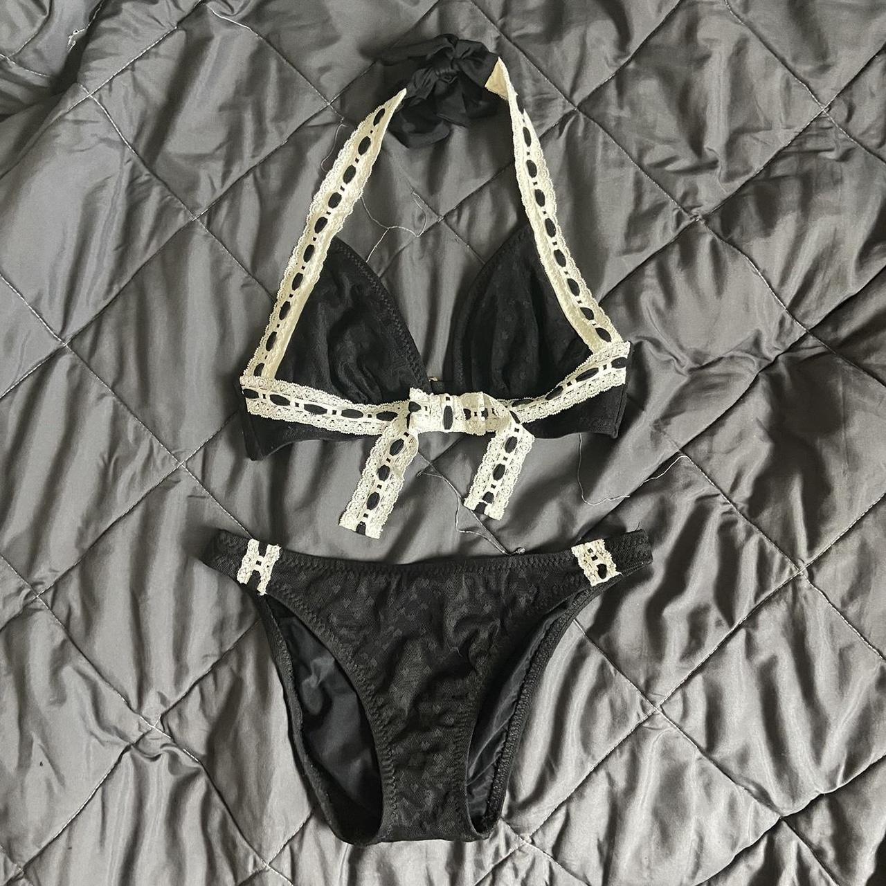 Betsey Johnson Womens Black And White Bikinis And Tankini Sets Depop