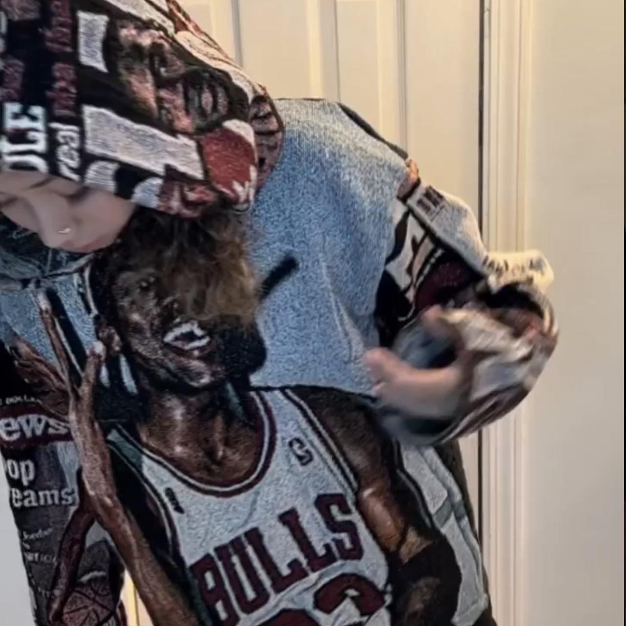 Michael Jordan Tapestry Hoodie Size Medium Worn once... Depop