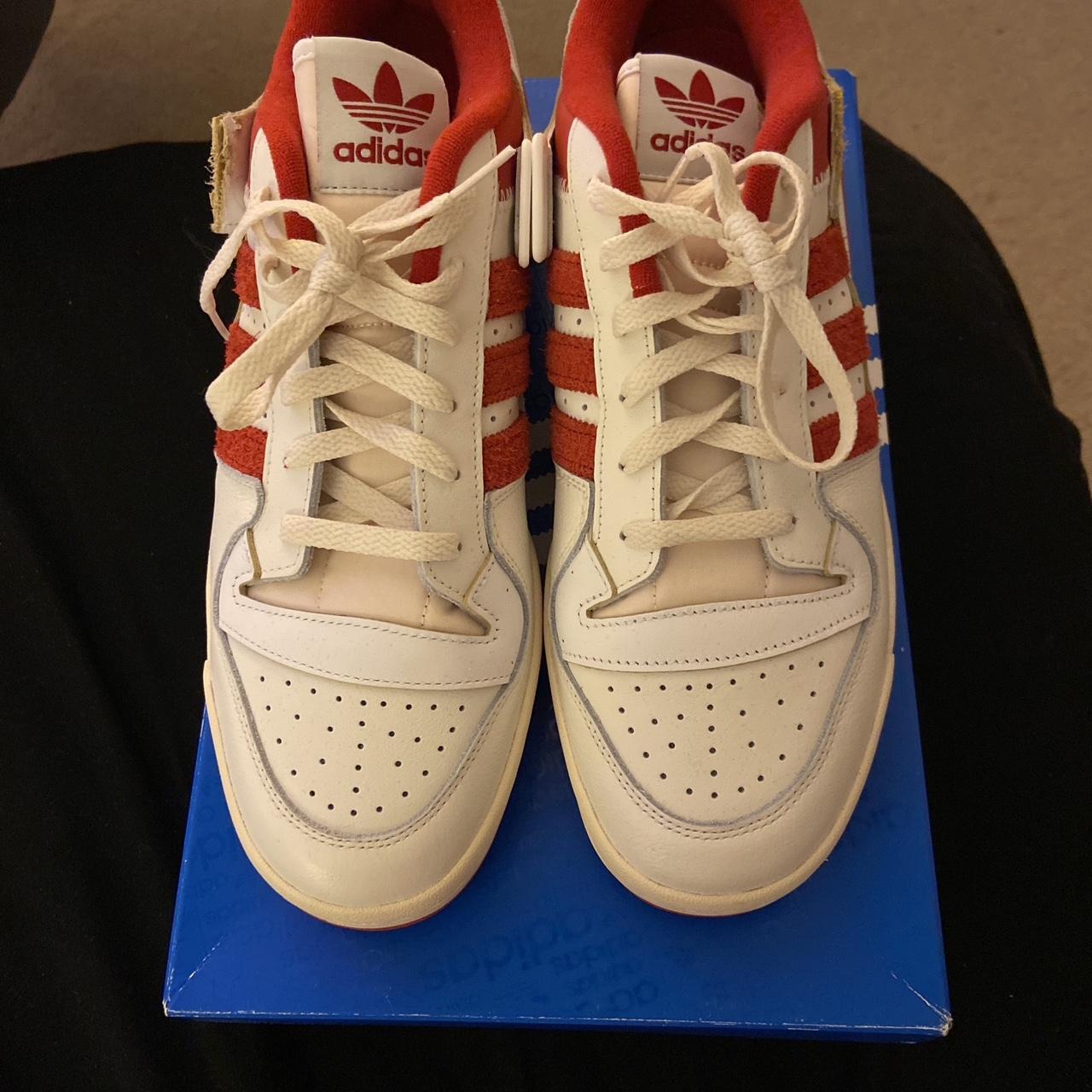 Adidas Men's Red and Cream Trainers | Depop