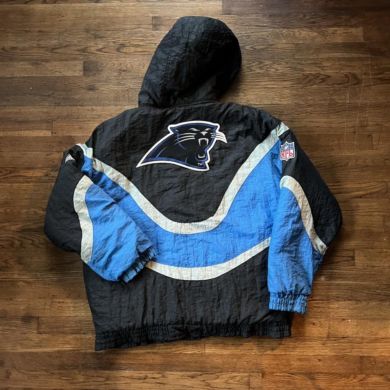 Vintage 90s Carolina Panthers Starter Full Zip Puffer Jacket 