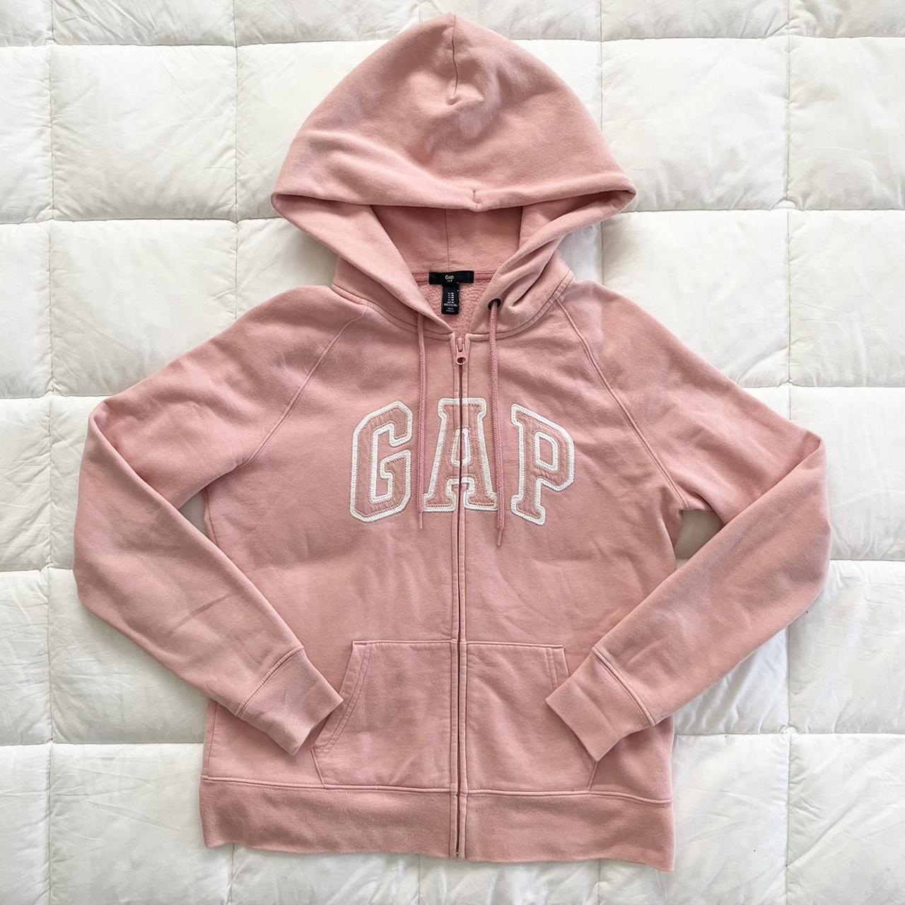 baby pink gap zip up hoodie soft n comfy cute basic... - Depop