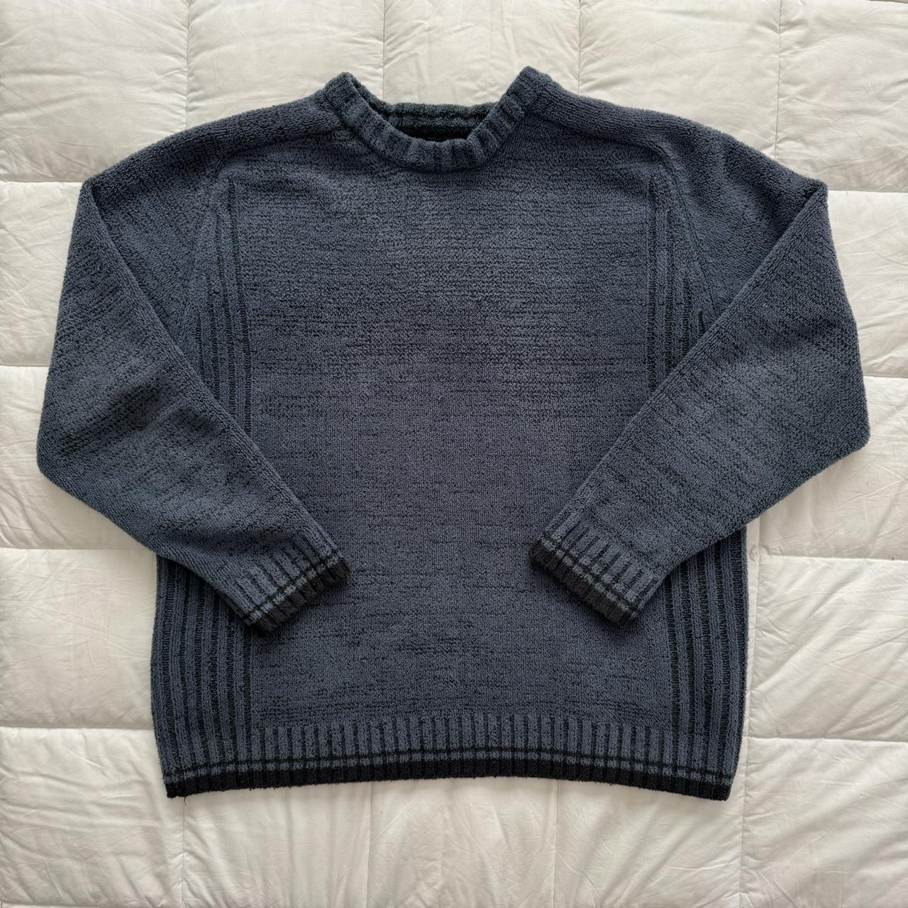 2000s blue crew neck jumper by tribute muted blue,... - Depop