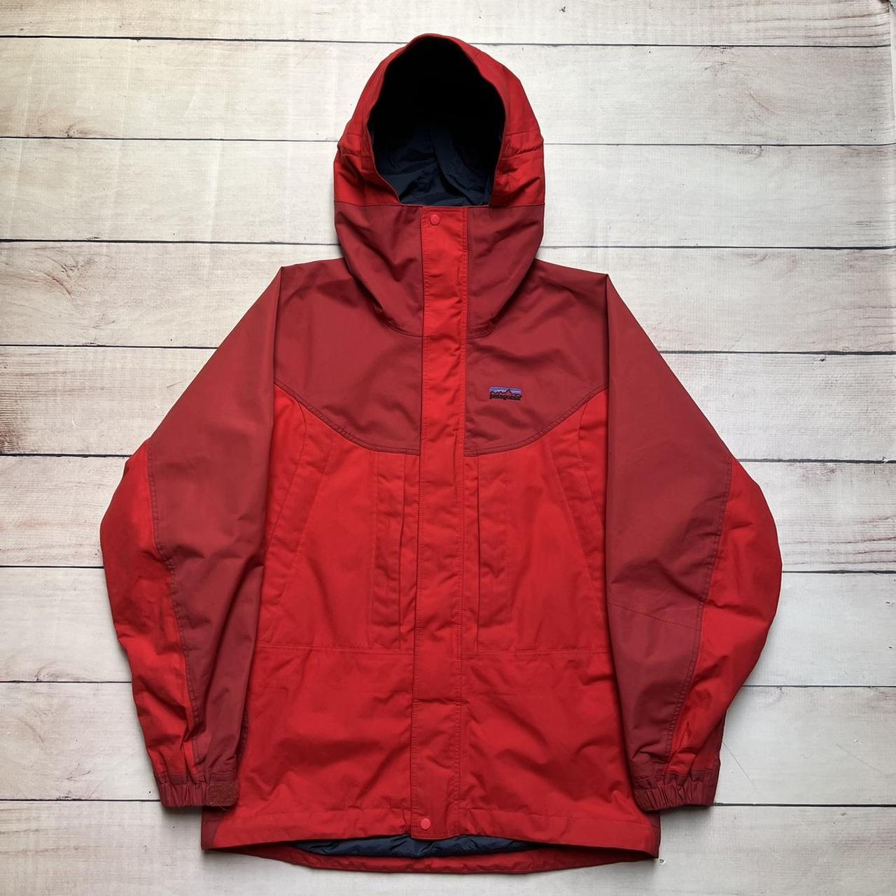 Patagonia Vintage Jacket Red Logo Goretex Hooded... - Depop