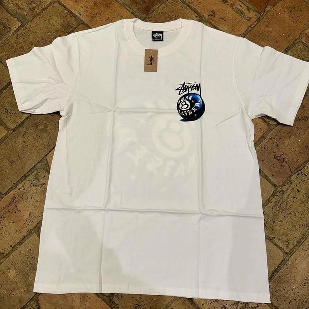 stussy 8 ball tee white