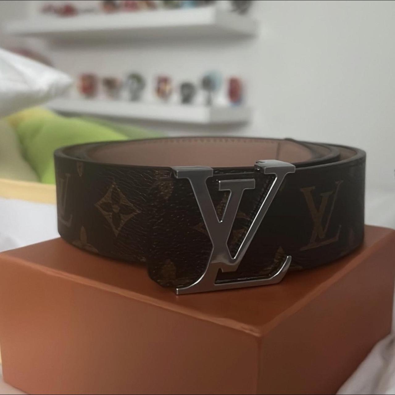 Louis Vuitton Black Belt with Black Buckle Size... - Depop