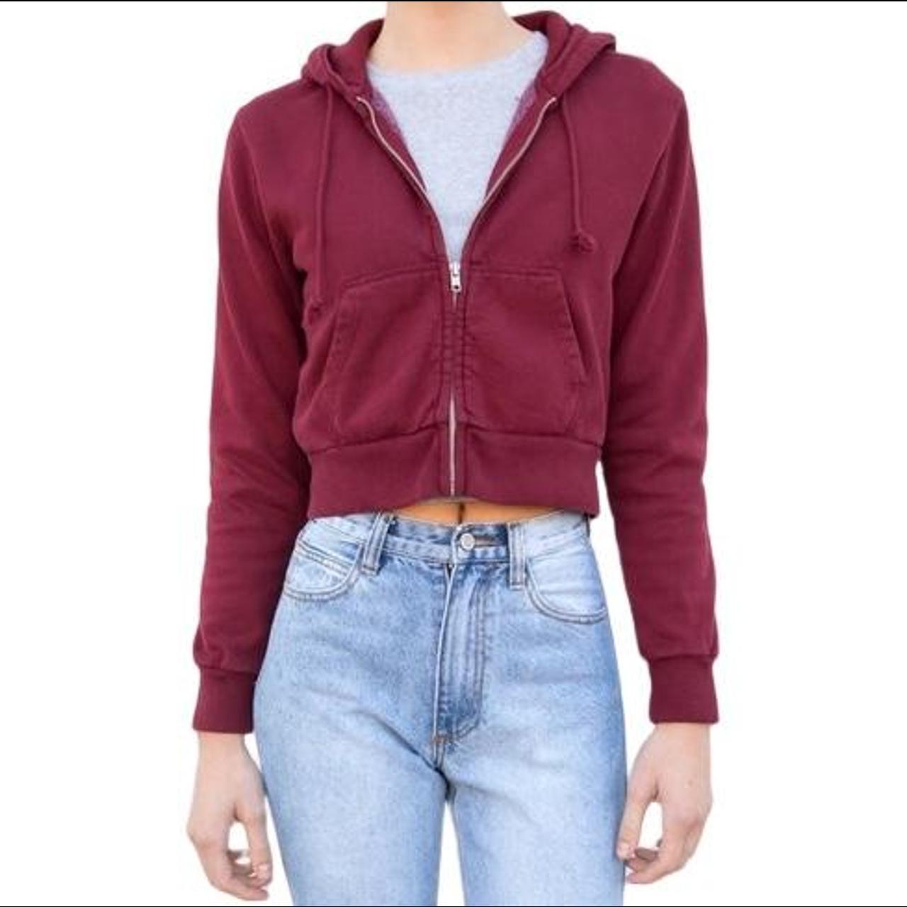 Brandy Melville Cropped Crystal ZipUp Hoodie... Depop