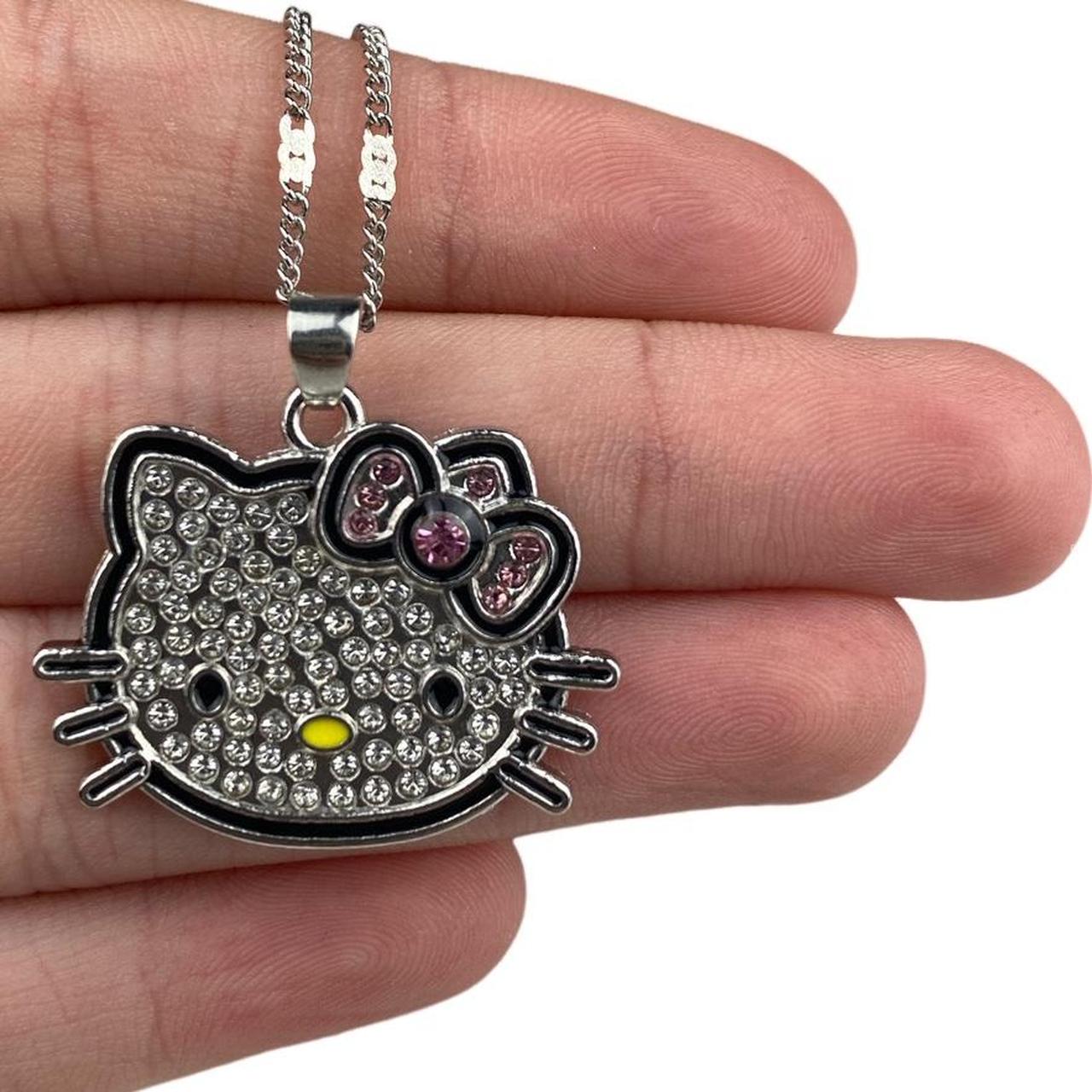 Hello Kitty Rhinestone-Encrusted Jewelry Necklace Hip Hop Trend Jeweled  Pendant Cartoon Kawaii Cute Animal Necklace Couple Gift