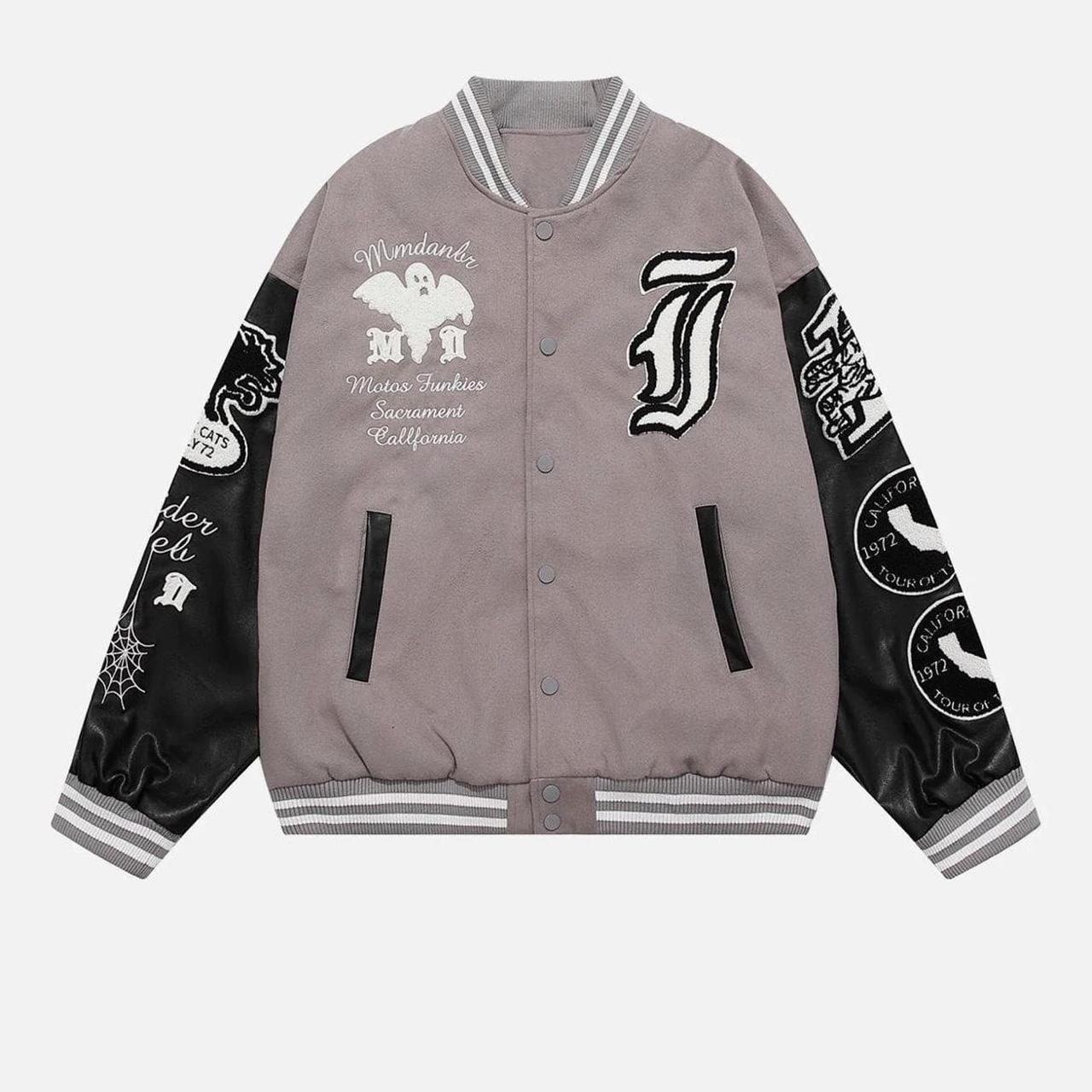 Aelfric Eden Vintage Gothic Letters Varsity Jacket... - Depop