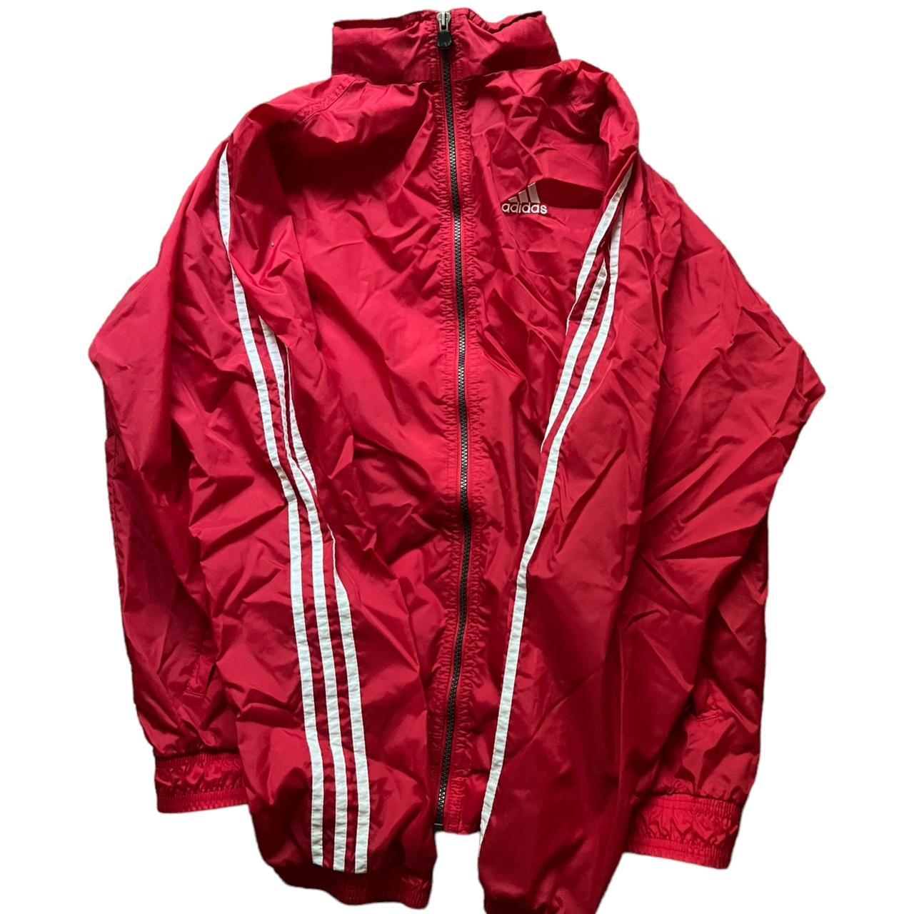 Y2K Red Adidas Nylon Track Jacket 23in p2p, 29.5in... - Depop