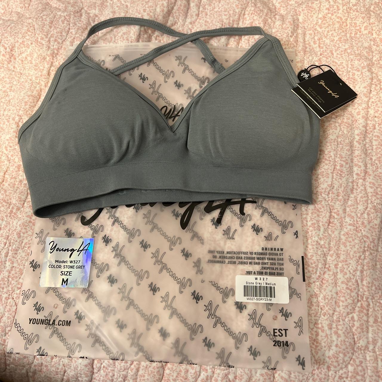 YoungLA sports bra in stone gray Size medium brand... - Depop