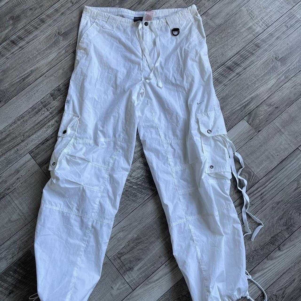 Vintage Nike white cargo parachute style trousers