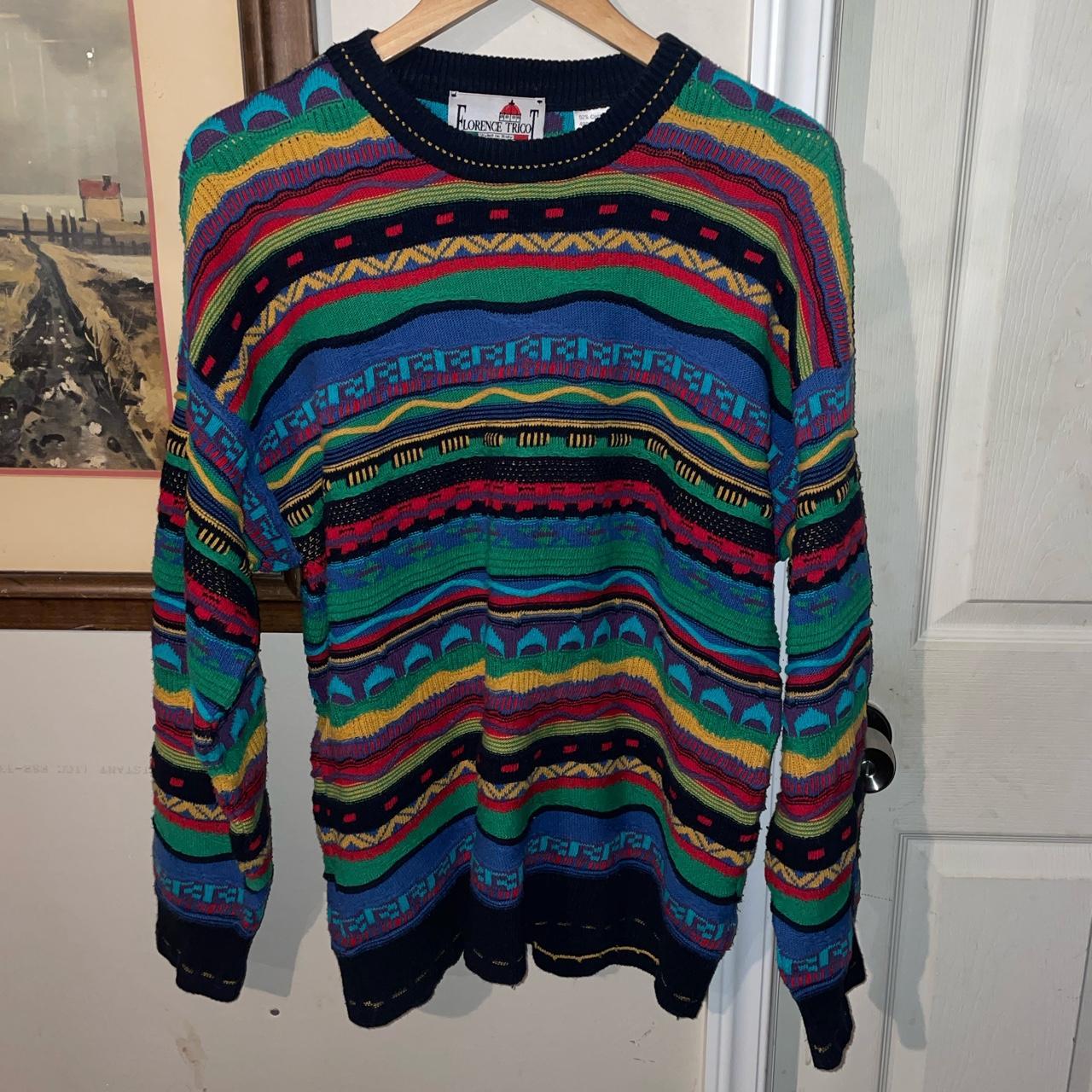 Vintage 90s Coogi Style Sweater Made In Italy Size... - Depop