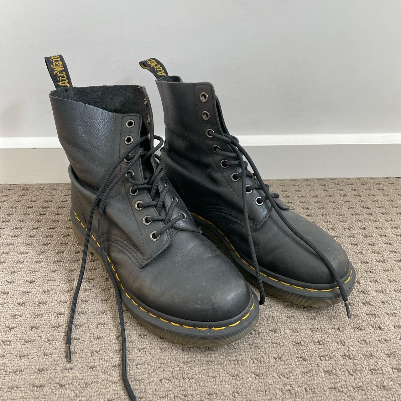 Dr Marten matte black leather lace up ankle boots... - Depop