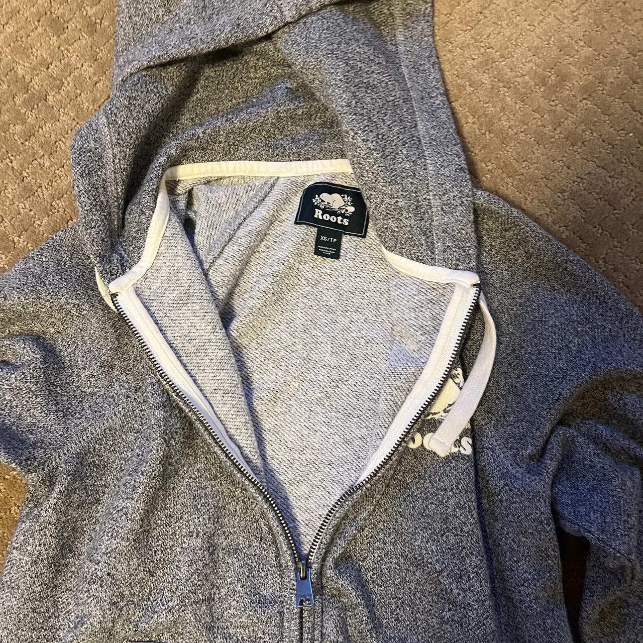 Roots Women's Grey and White Hoodie | Depop