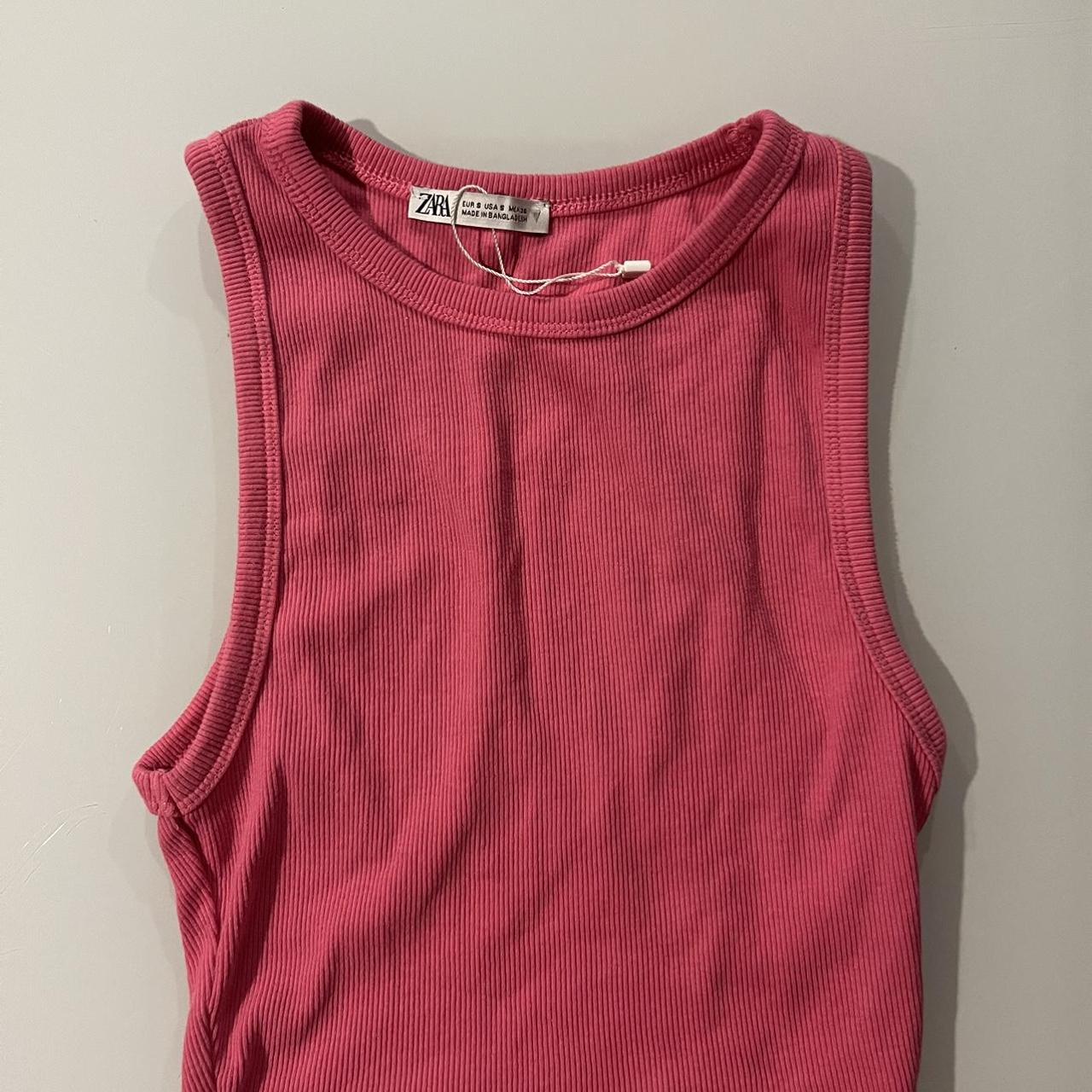 Pink Zara cropped tank top Size Small zara... Depop