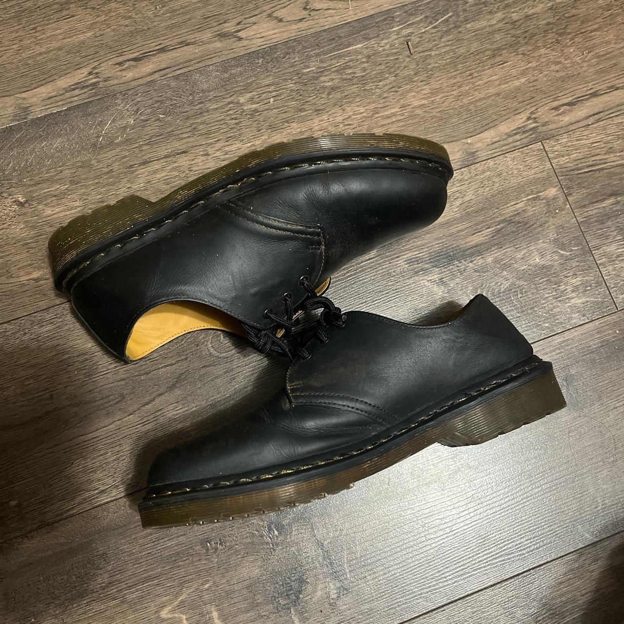 1461 dr martens low top blacked out size 9... - Depop