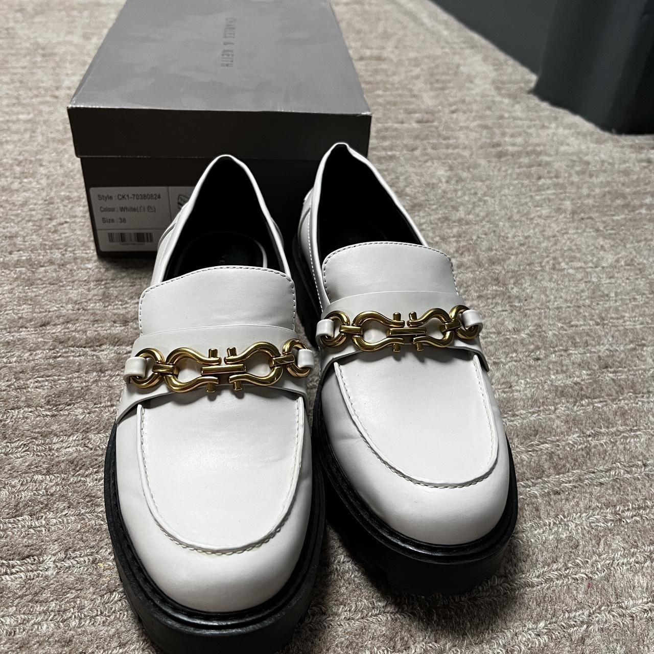 Charles & Keith White leather loafers Depop
