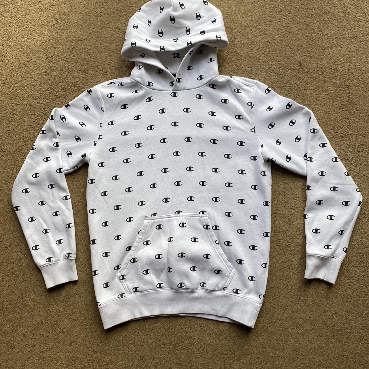 Champion hoodie jumper White with multiple Depop