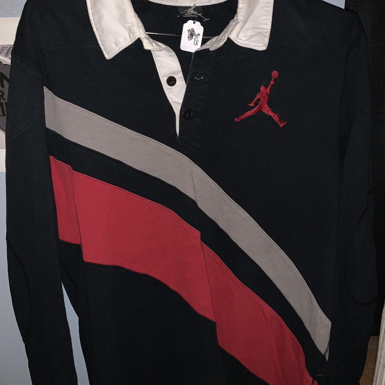 Classic VTG Air Jordan Polo Shirt Long Sleeve Sz... - Depop