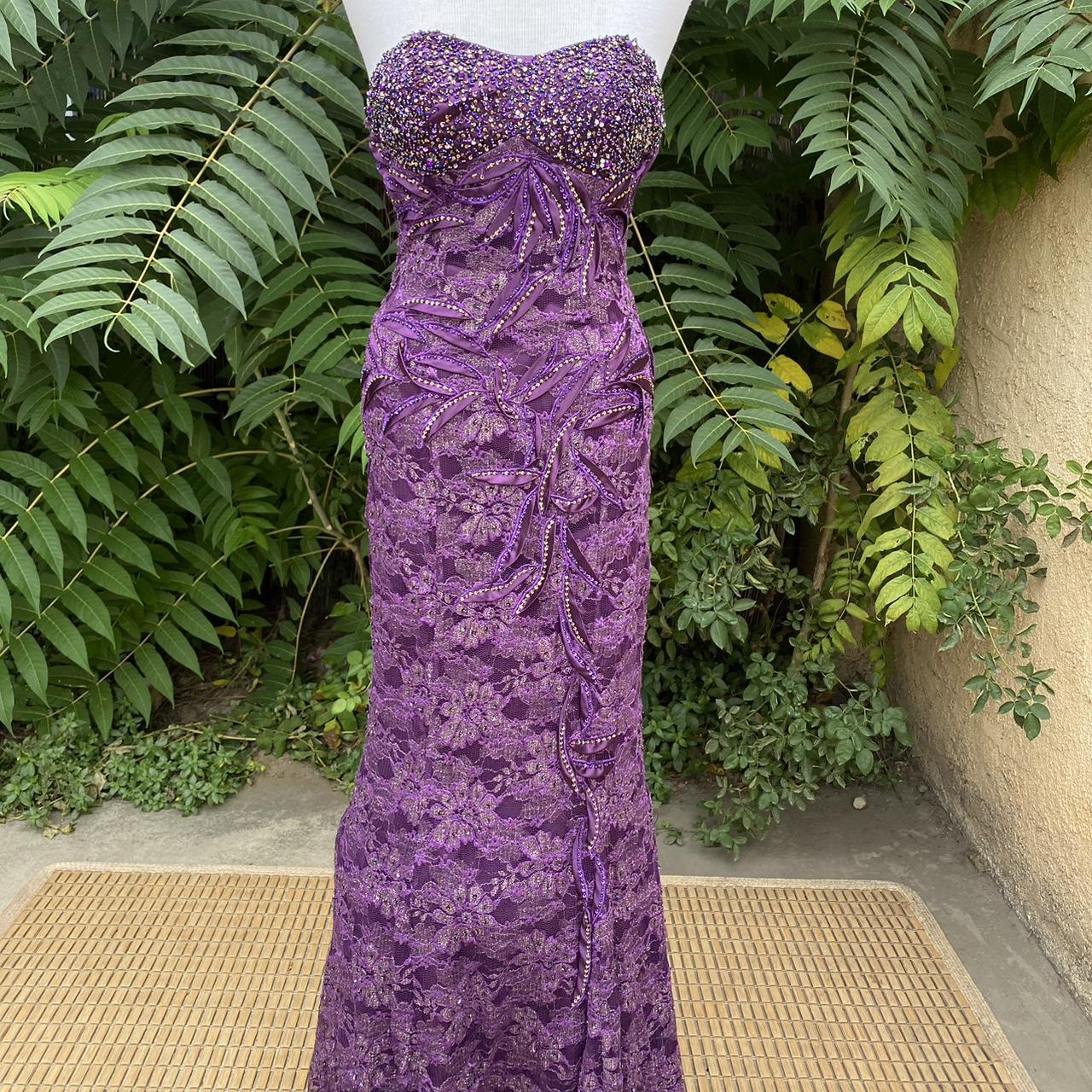 Y2k Lace Formal Glam Dress Purple Embellished With Depop