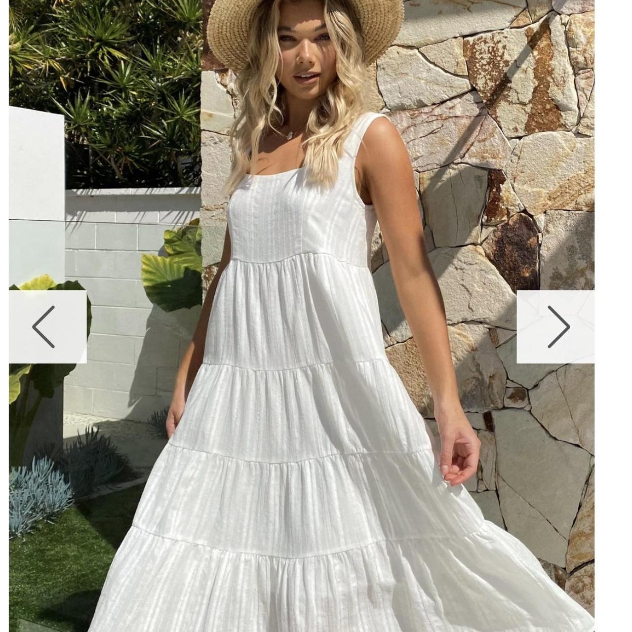 Beige linen maxi/mini belted dress. Worn only once | Depop