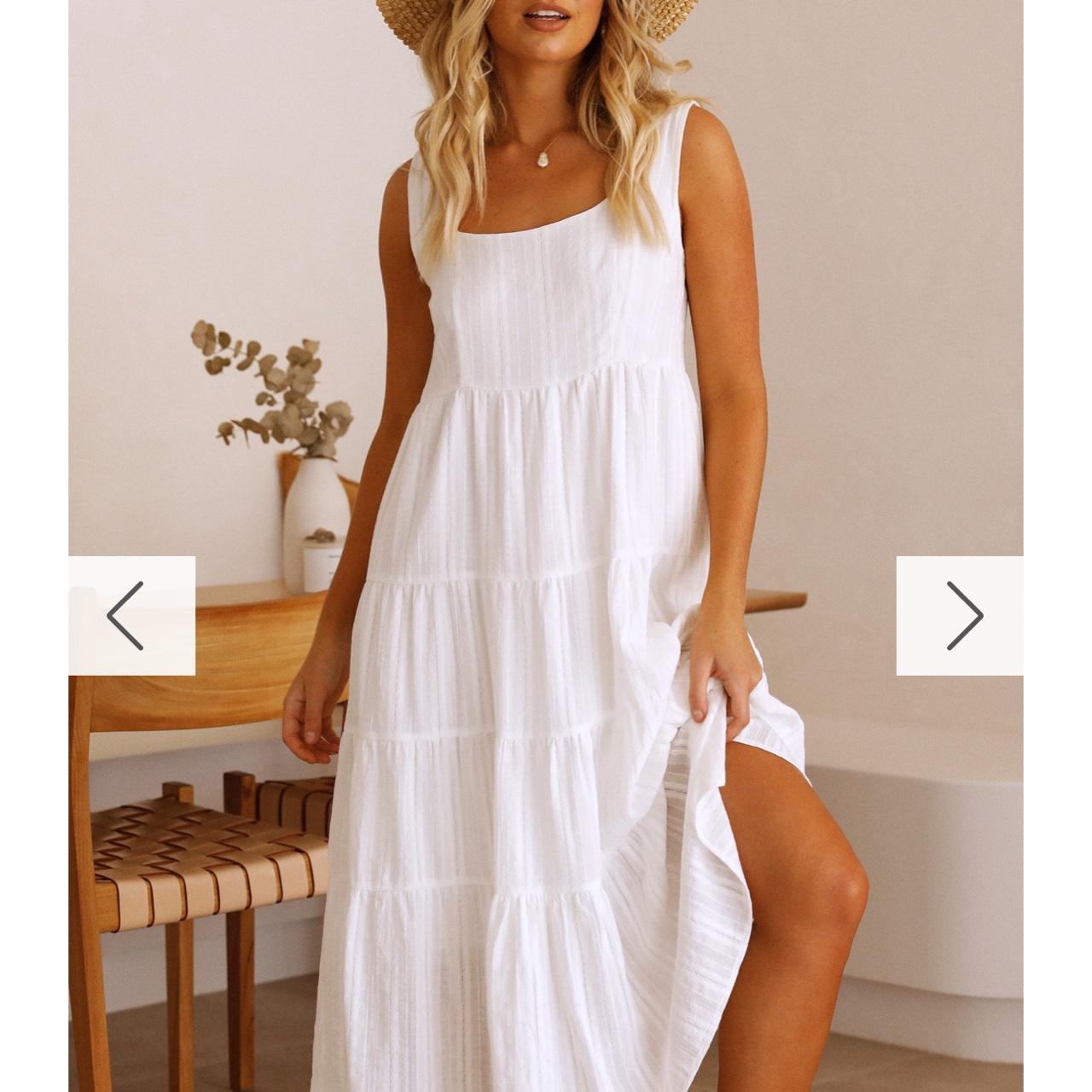 Beige linen maxi/mini belted dress. Worn only once | Depop