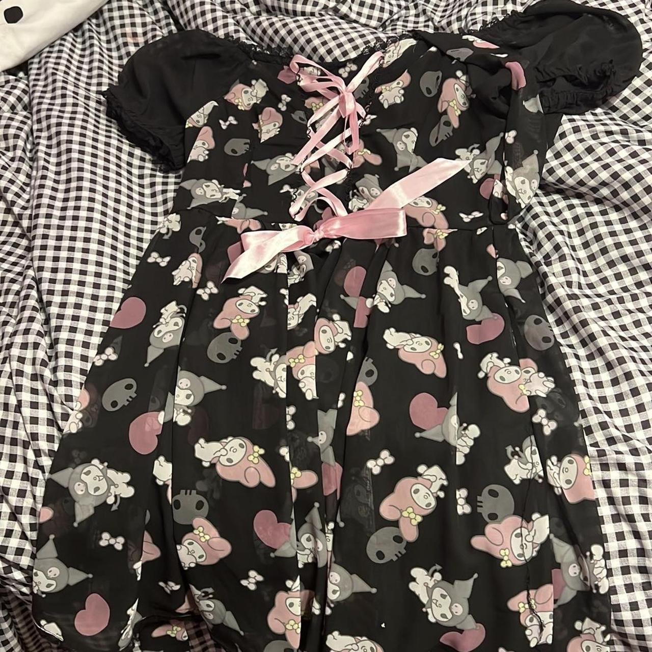 Sanrio My Melody and Kuromi Gothic Lace Up Dress... - Depop