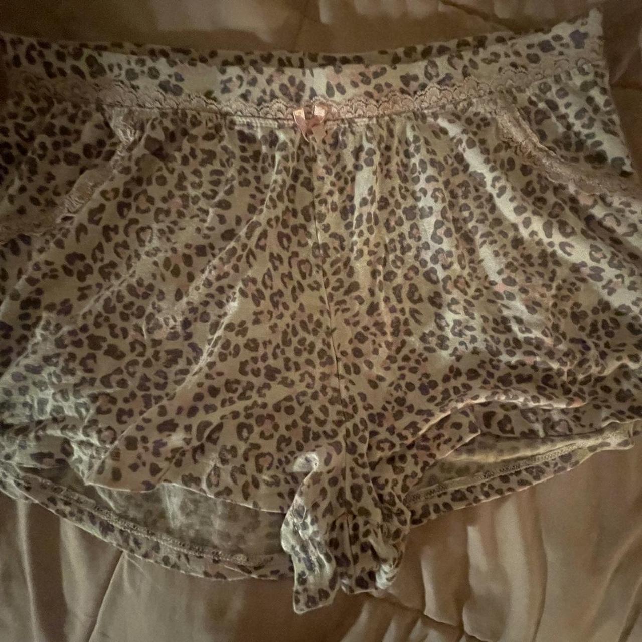 ditsy leopard print sleep shorts has a light pink... Depop