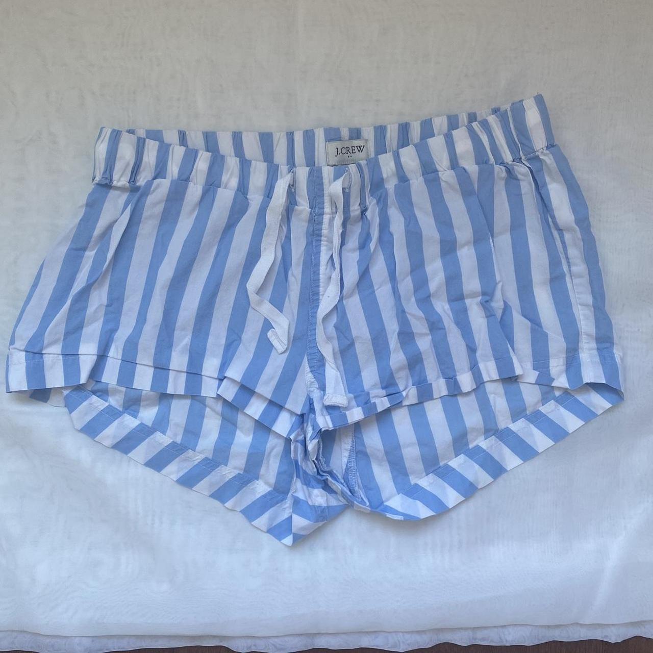 j crew blue & white stripped pajama shorts - adult... - Depop