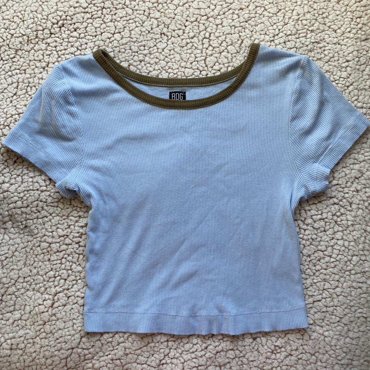 BDG blue and green baby tee #BDG #UbanOutfiters... - Depop