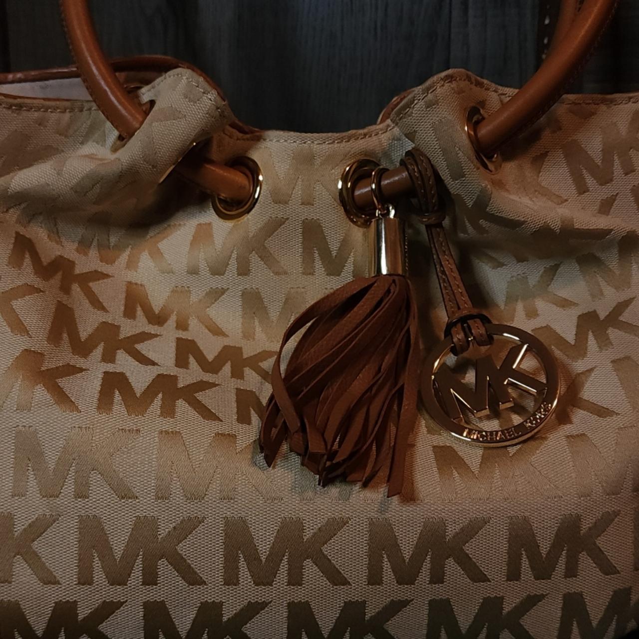 Canvas Monogram Michael Kors tote bag with gold - Depop