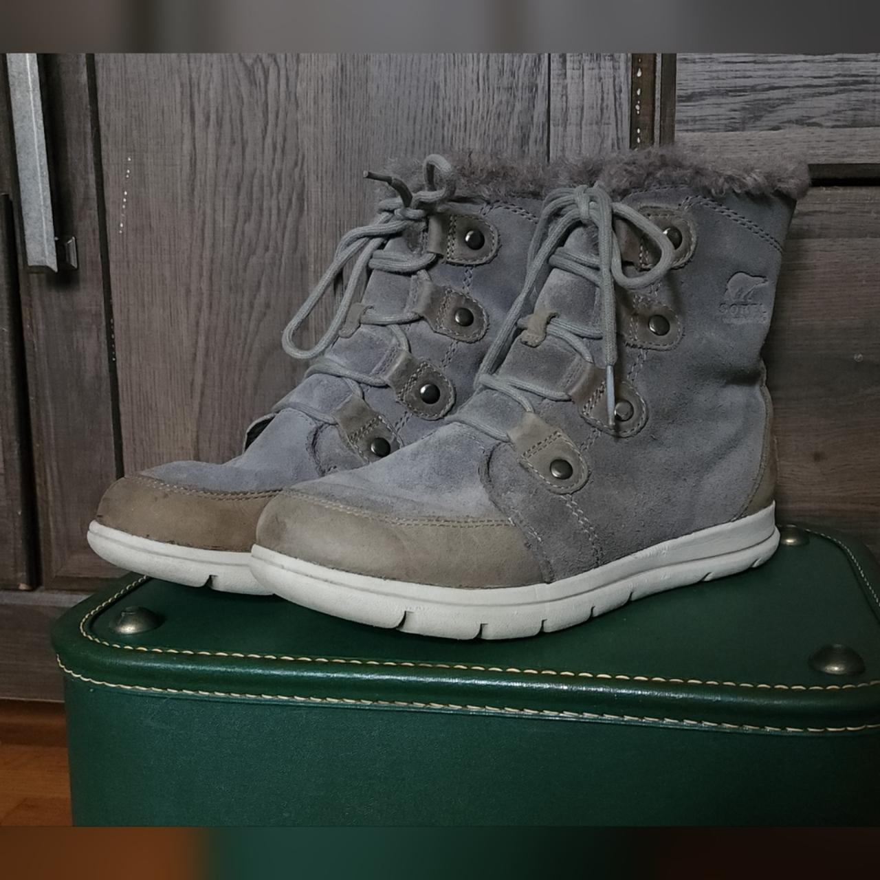 Sorel Explorer Joan Grey Faux Fur Winter Snow Hiking... Depop