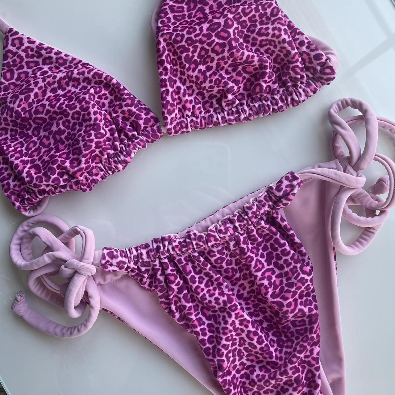 Kulani Kinis Women's Pink and White Bikinisandtankinisets Depop