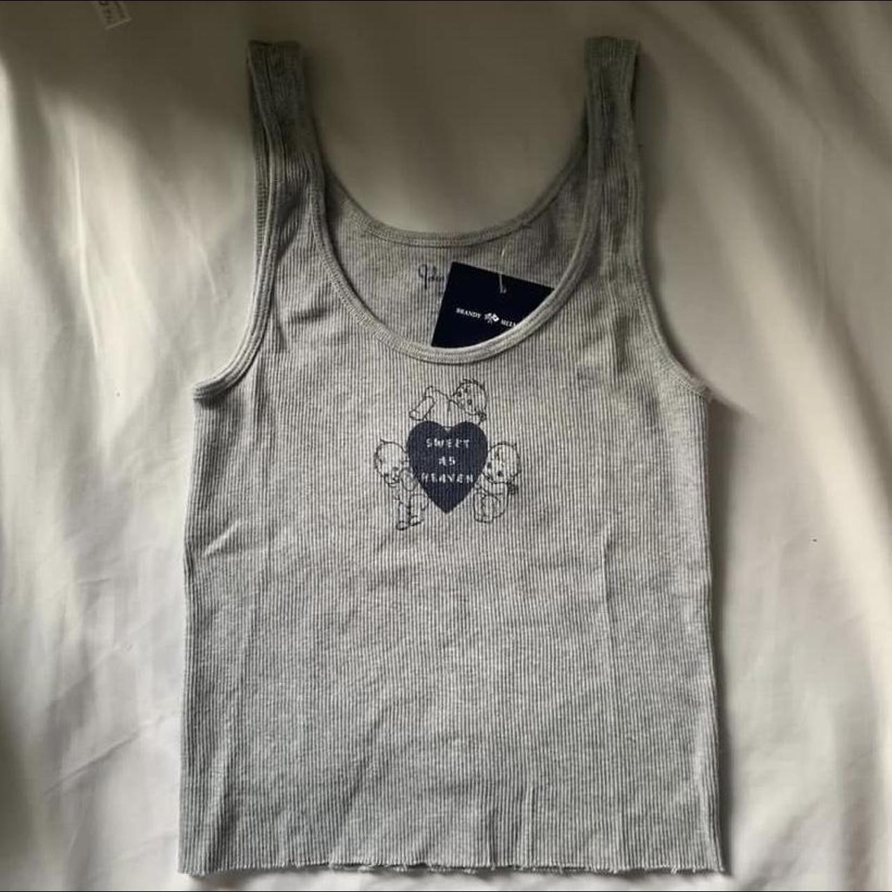 Brandy Melville Women S Grey And Navy Vest Depop