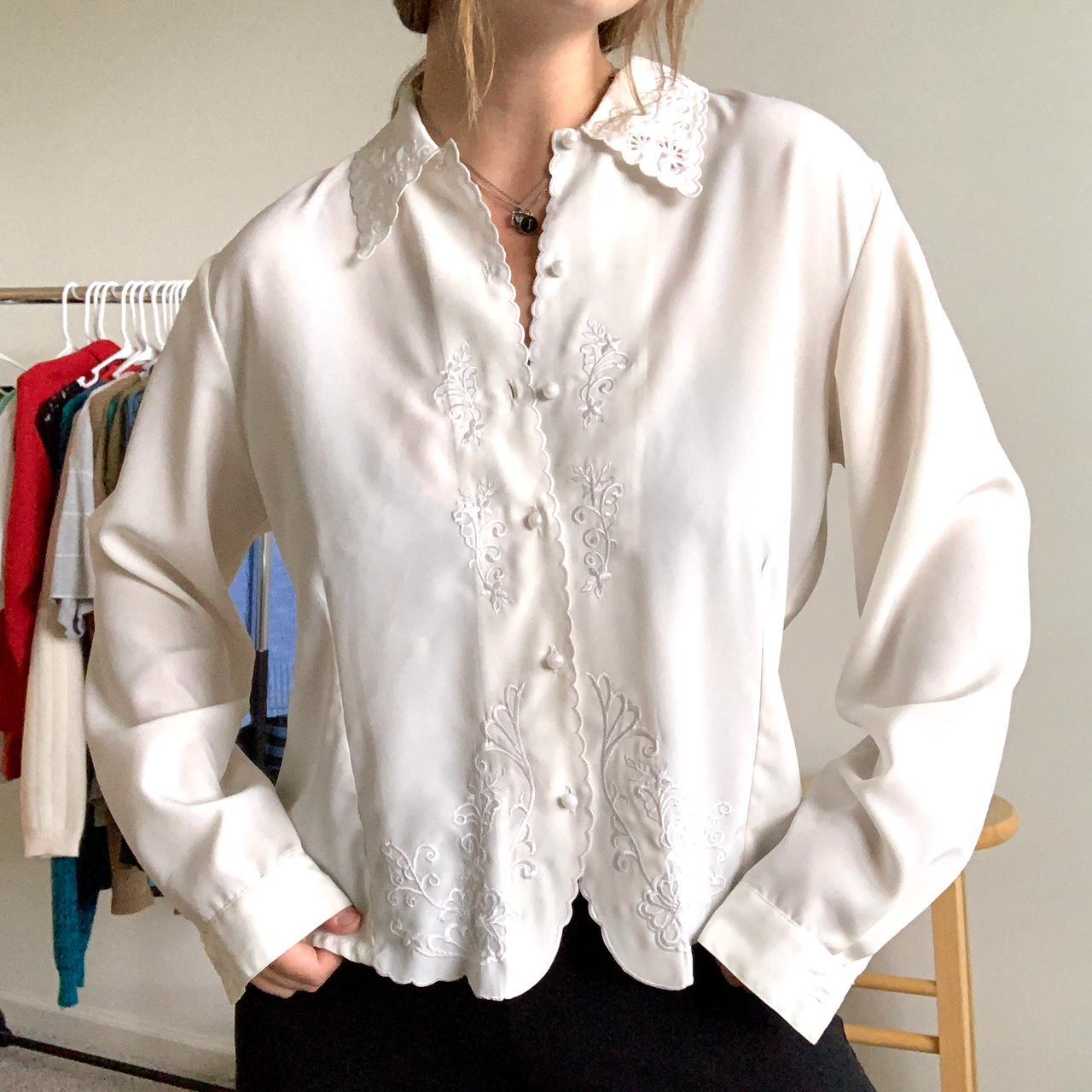 Claudia Richard Women's White Blouse | Depop