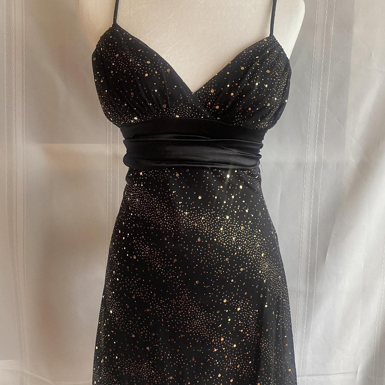 Black and Gold 90s Dress black and gold dress with... - Depop