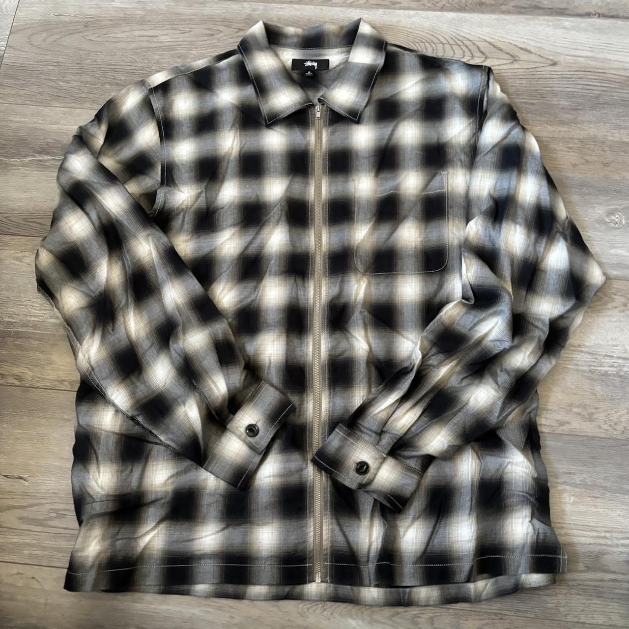 Stussy Plaid Zip Up Shirt Size L Used Message with... - Depop