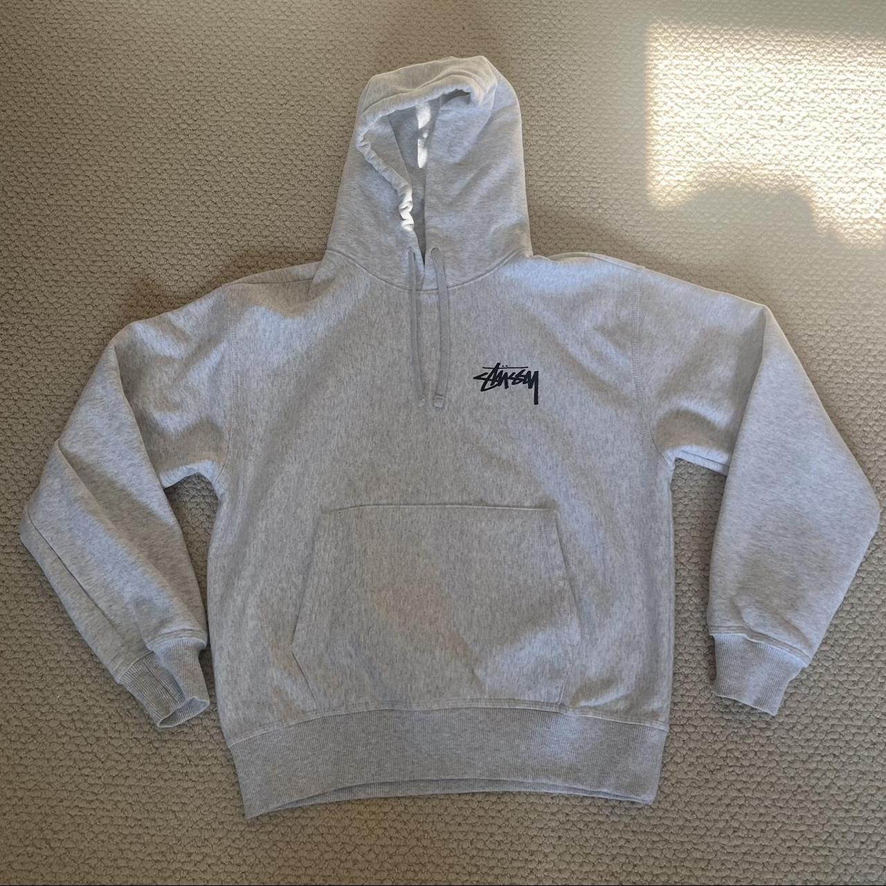 Stüssy plush hoodie, men's size medium, grey... - Depop