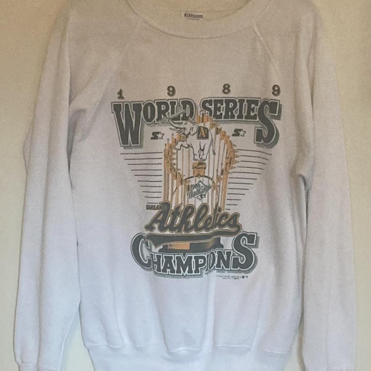 VTG OAKLAND As WORLD SERIES SWEATSHIRT SIZE XL WHITE 1989 LONG SLEEVE outlet MLB UNISEX