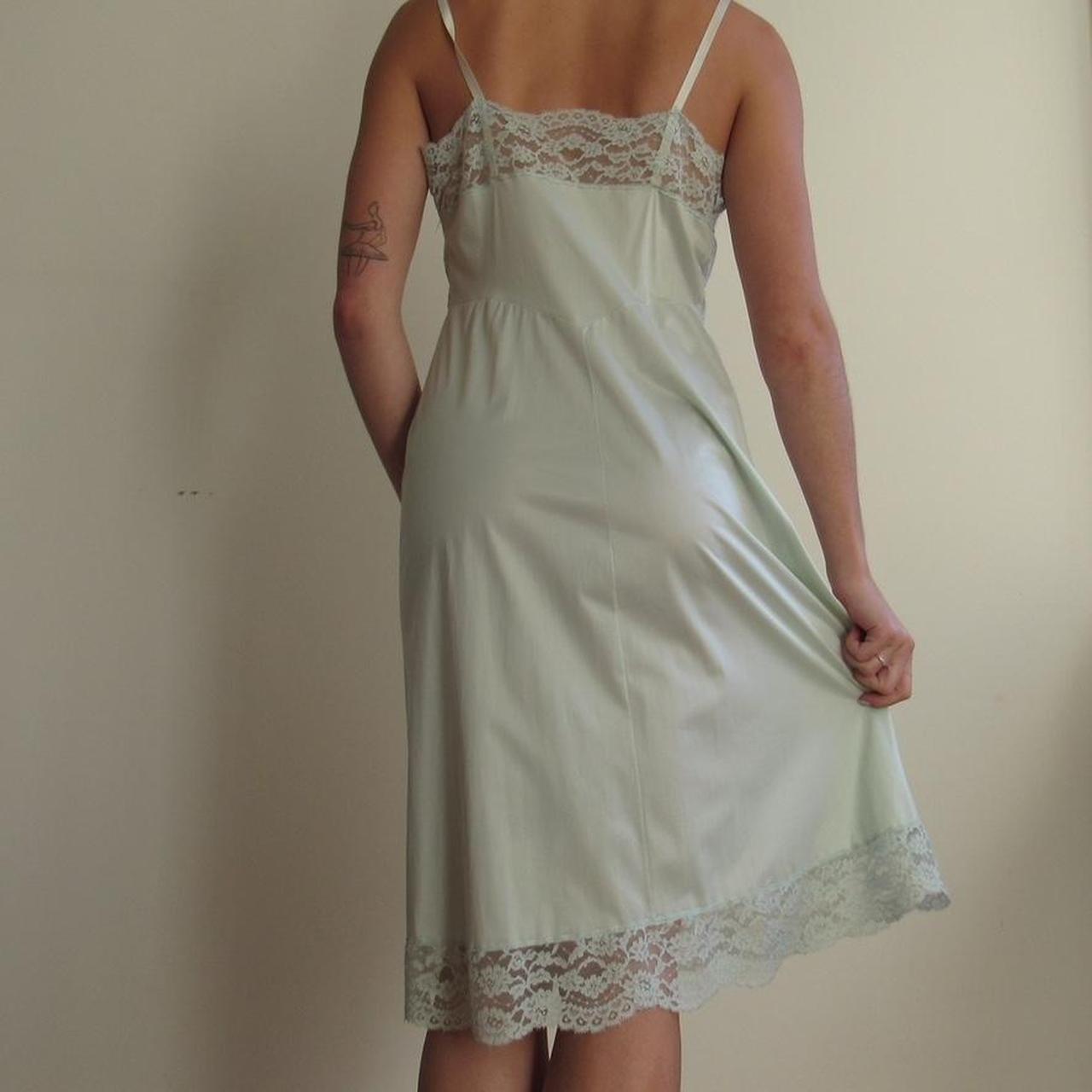 Vintage Lace Baby Blue Slip Dress In Perfect... - Depop